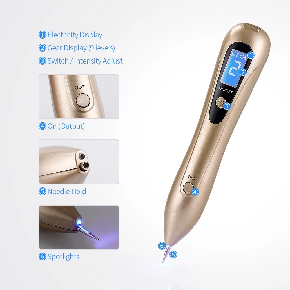 Rechargeable LCD Plasma Pen Mole Remover Machine Face Skin Care Tool Wart Tattoo Freckle Removal Dark Spots Laser Therapy Penrechargeable LCD Plasma Pen Mole