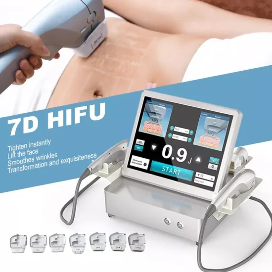 CE Medical 7D Hifu、7 カートリッジ、12 ライン、高密度焦点式超音波、ボディとフェイスリフト、肌の引き締め、しわの除去、美容マシン